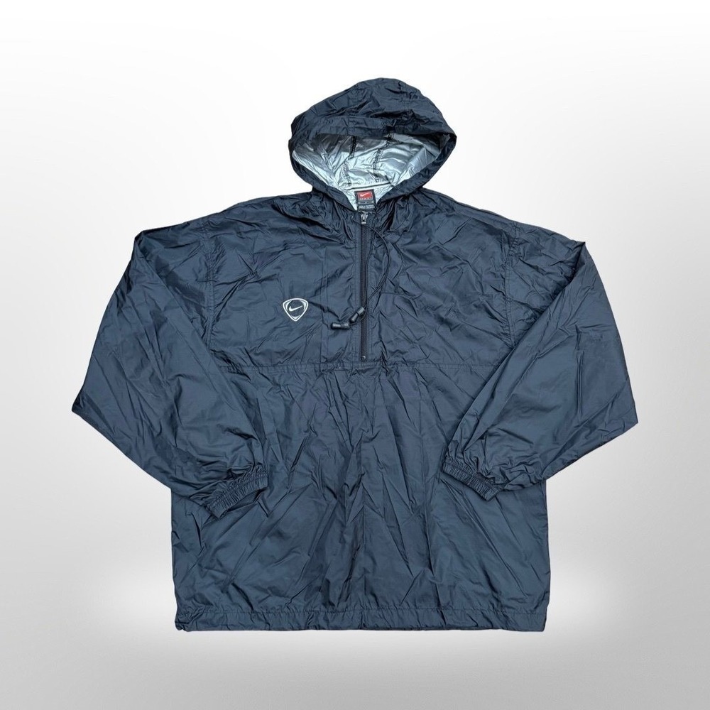 Nike Vintage‎ Team Windbreaker Pullover Jacket Hooded Black XL 90s